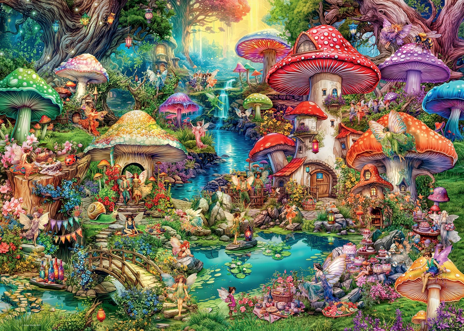 Ravensburger Ravensburger - Adult Jigsaw Puzzle - 1000 Piece Jigsaw Puzzle - Mushroom Village / Aimee Stewart - Adults and Children from 14 Years Old - High Quality Puzzle - Fantasy - 12001258