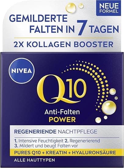 NIVEA Q10 Power Regenerating Anti-Wrinkle Night Cream for All Skin Types Night Cream with Pure Q10 and Creatine and Hyaluronic Acid (50ml) - Image 1