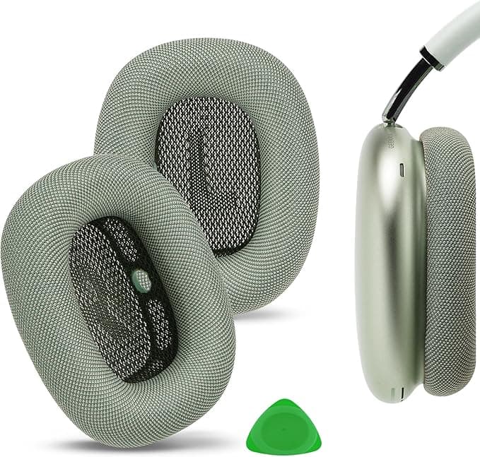 Geekria Comfortable Mesh Fabric Replacement Earpads Compatible with Apple AirPods MAX (A2096), AirPodsMAX2 (A3184), Ear Pads (Green)