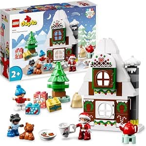 LEGO 10976 DUPLO La Maison en Pain d'Épices du Père Noël, Jouet Maison, avec Briques, Figurine Père Noël, Cadeau Noël, pour Enfants de 2 Ans et Plus