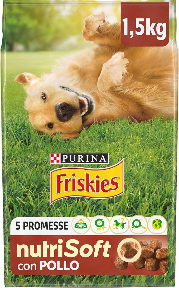 PURINA FRISKIES 5 Promises Dry Food for Adult Dogs with Chicken, 6 Bags of 1.5 kg - Image 1