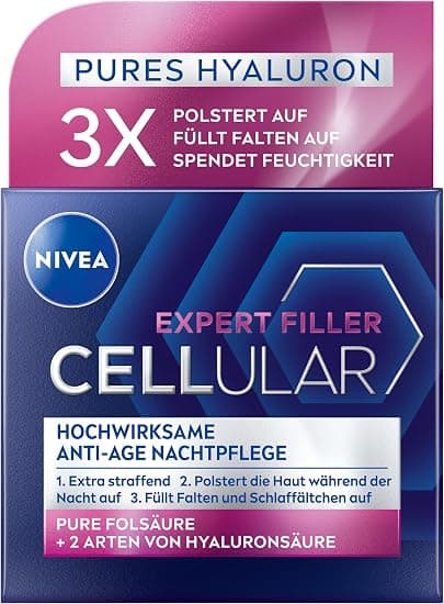 NIVEA Cellular Expert Filler Anti-Ageing Night Cream with Hyaluronic Acid Plumping Effect for Night (50 ml) - Image 1
