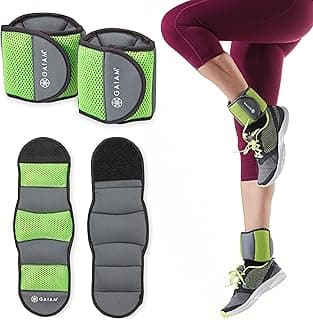 Gaiam Gaiam Ankle Weights Strength Training Weight Sets For Women & Men With Adjustable Straps - Walking, Running, Pilates, Yoga, Dance, Aerobics, Cardio Exercises (5lb & 10 Pound Sets)