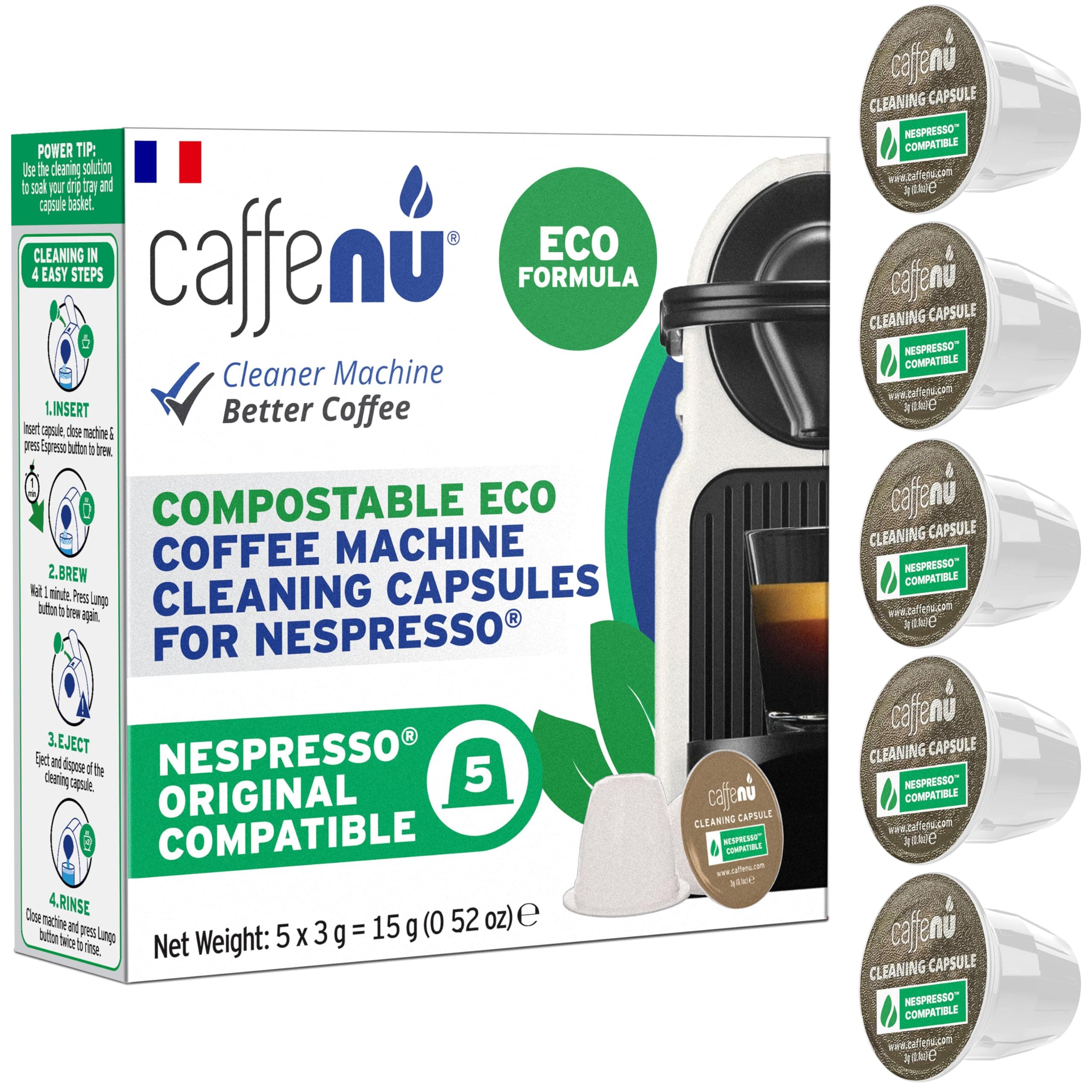 Caffenu | Nespresso Eco Cleaning Capsules | For Tasty Coffee | Coffee Cleaning Capsules | Combine with Nespresso Descaler Kit | Complete Your Barista Kit - Image 1