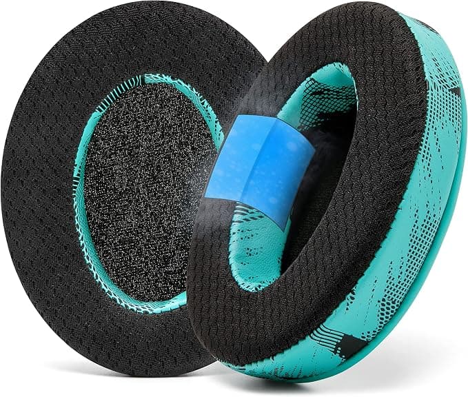 WC Freeze Hybrid Fabric Cooling Gel Replacement Pads - Compatible with HyperX Cloud, Steelseries Arctis, ATH M50X - Comfortable & Cool Longer | Speedracer Cyan - Image 1