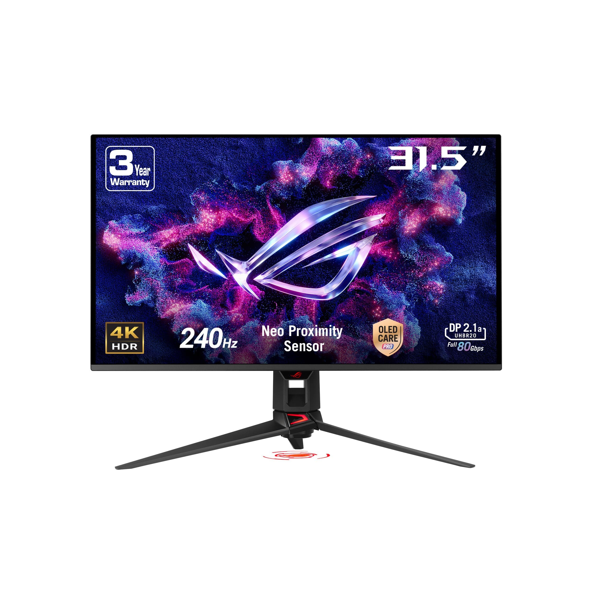 ASUS ROG Swift OLED PG32UCDMR, 31.5" Gaming Monitor, 4K QD-OLED (3840 x 2160), 0.03ms (GTG), 240Hz, Compatible with G-Sync, USB-C and USA-A Ports, DisplayPort, HDMI, DisplayWidget Center, Black