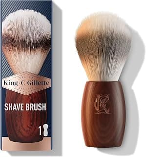 King C. Gillette Blaireau, Blaireau Aux Fibres Douces Pour Homme, Avec Manche En Bois, Rasage De Qualité Professionnelle