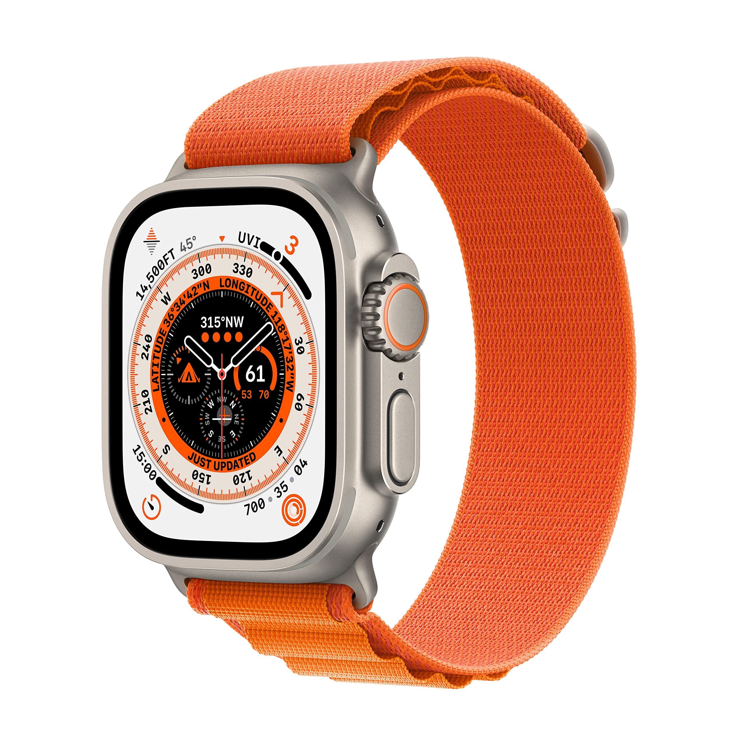 Apple Watch Ultra (GPS + Cellular, 49mm) Titanium Case with Orange Alpine Buckle - Small (Refurbished) - Image 1