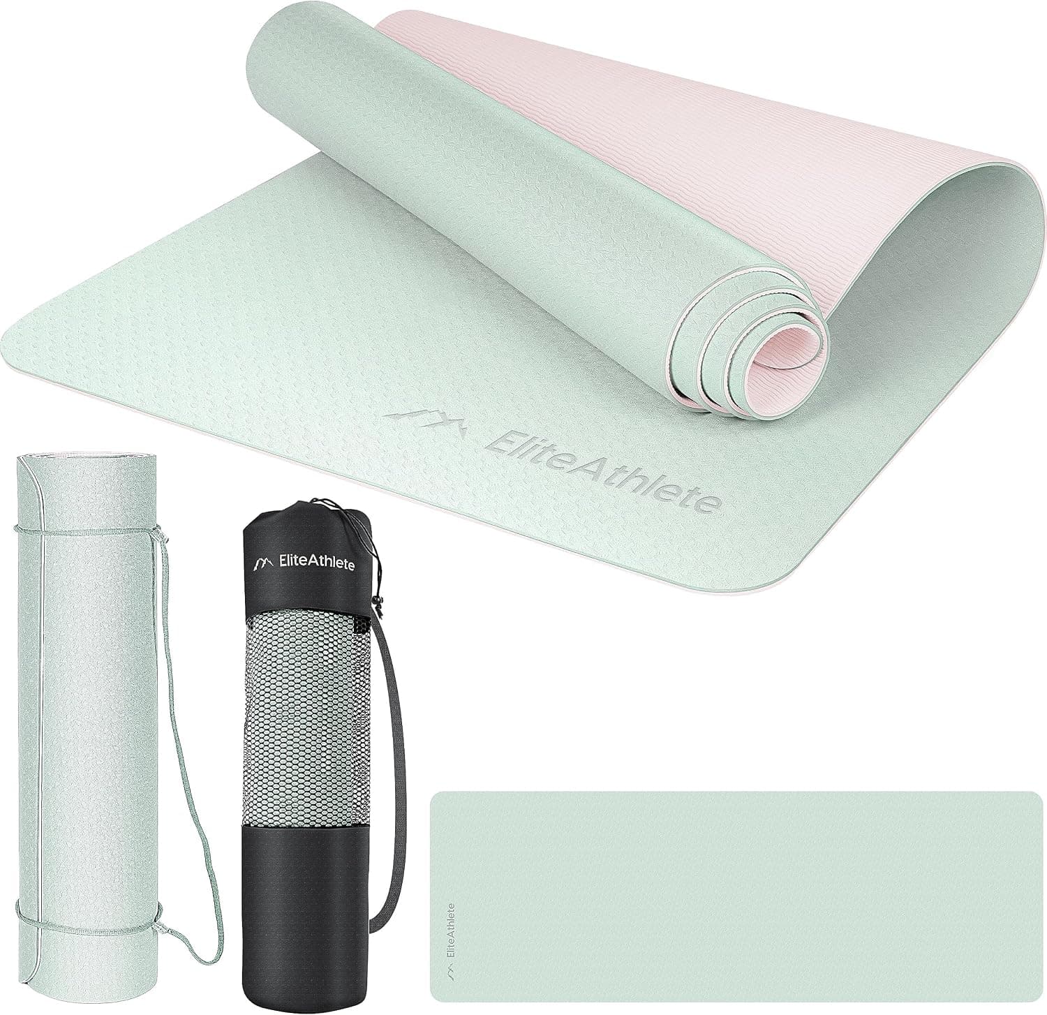 EliteAthlete Tapis yoga - Tapis de sport - Tapis fitness - Tapis de gymnastique antidérapant - Fitness Pilates - Tapis de gym - 183 x 61 x 0,6 cm - Tapis d'exercice avec sangle de transport + sac - Image 1