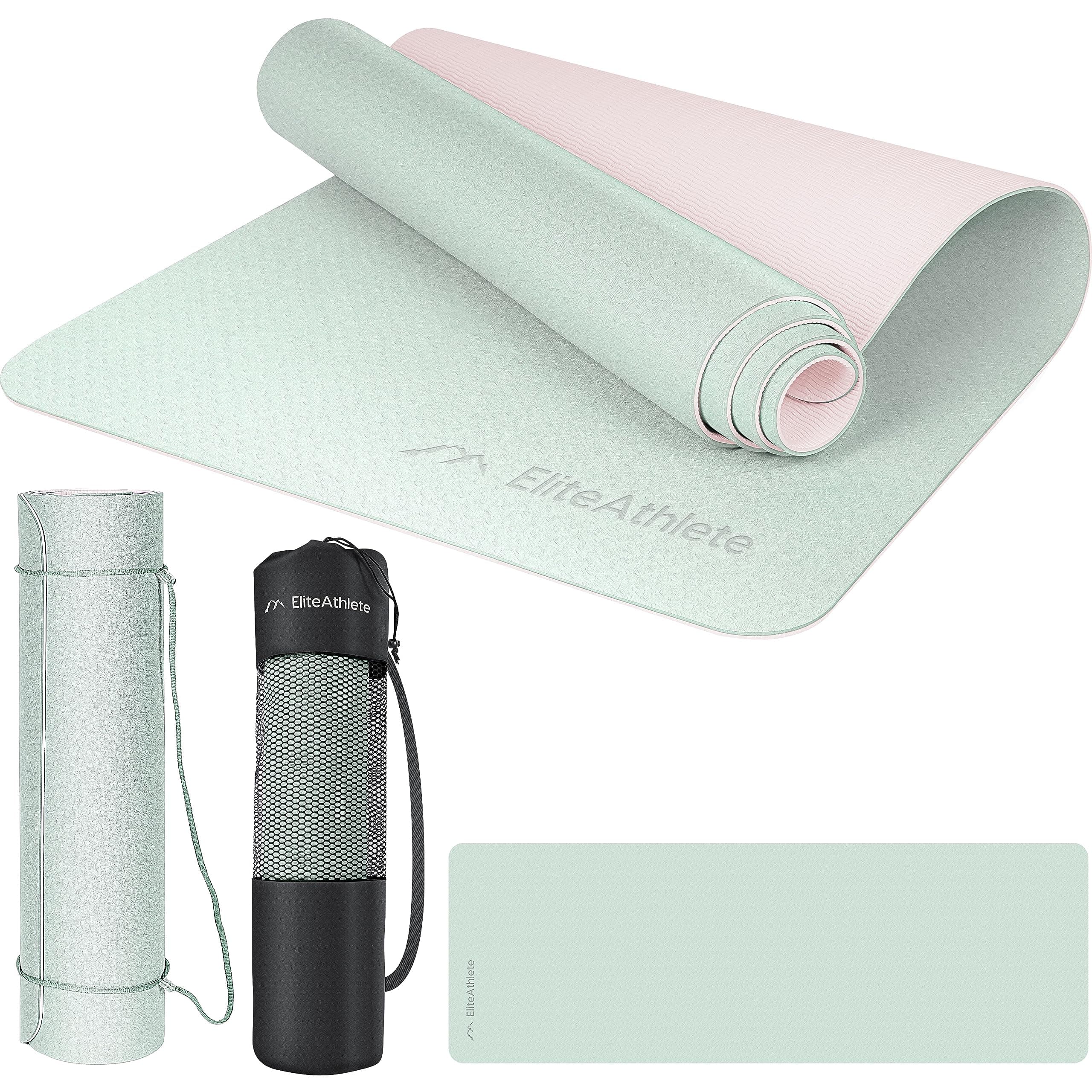 EliteAthlete Tapis yoga - Tapis de sport - Tapis fitness - Tapis de gymnastique antidérapant - Fitness Pilates - Tapis de gym - 183 x 61 x 0,6 cm - Tapis d'exercice avec sangle de transport + sac - Image 9