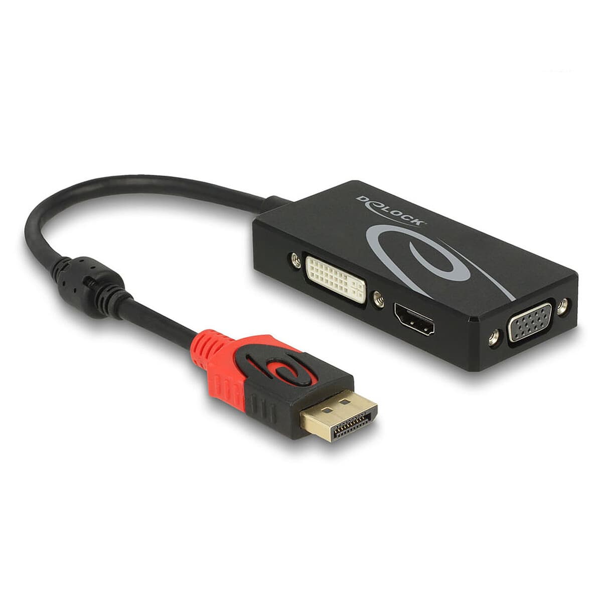 Delock Adaptateur DisplayPort passif vers VGA/HDMI/DVI compatible 4K