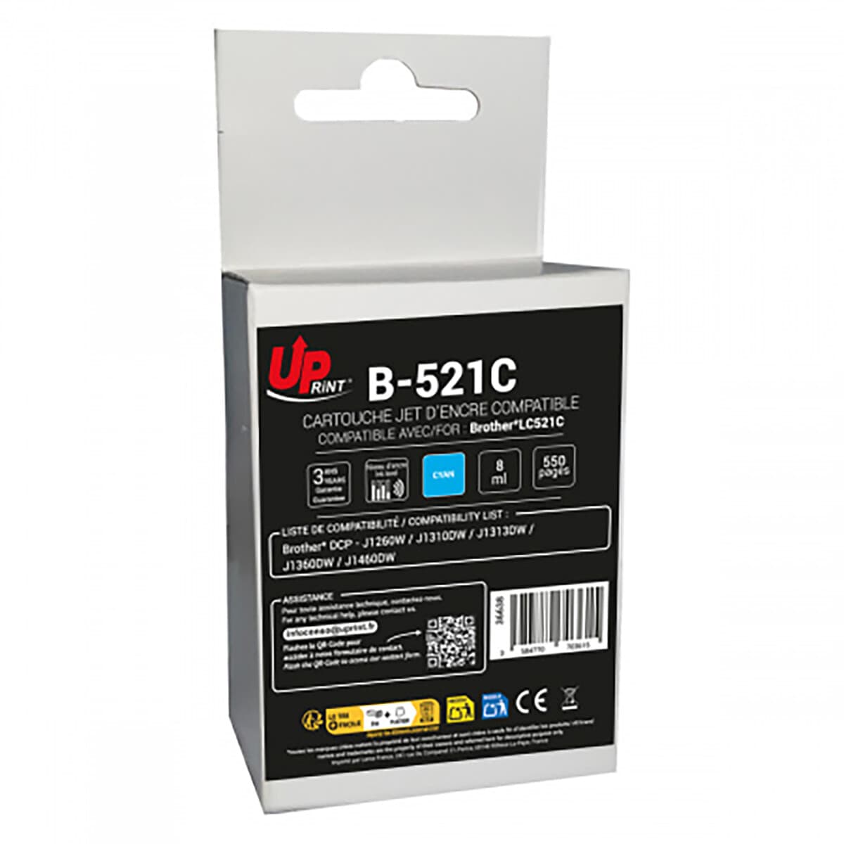 UPrint cartouche B-521C compatible Brother LC521 (Cyan)