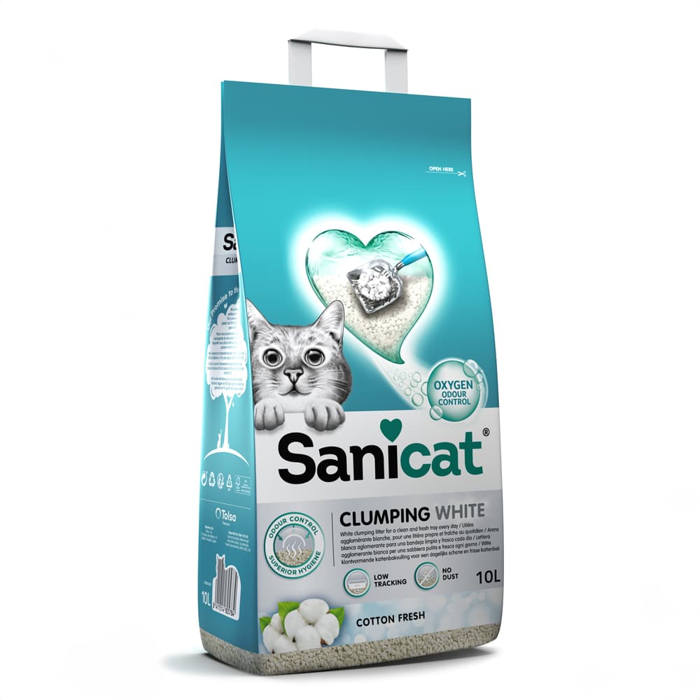Sanicat Clumping White Cotton Fresh - 2 x 10 l - Pack ahorro