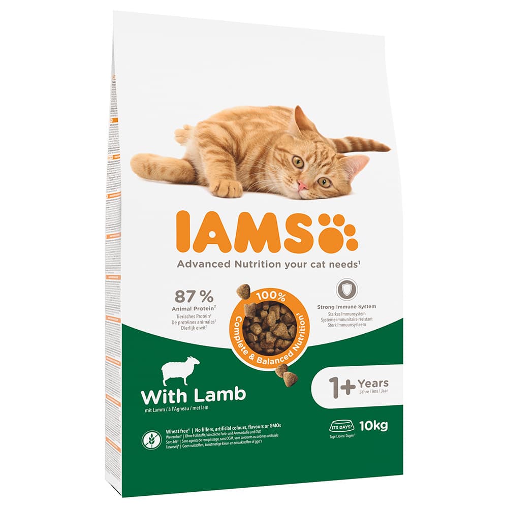 IAMS pienso para gatos 2 x 10 / 15 kg - Pack Ahorro - Adult con cordero (2 x 10 kg)
