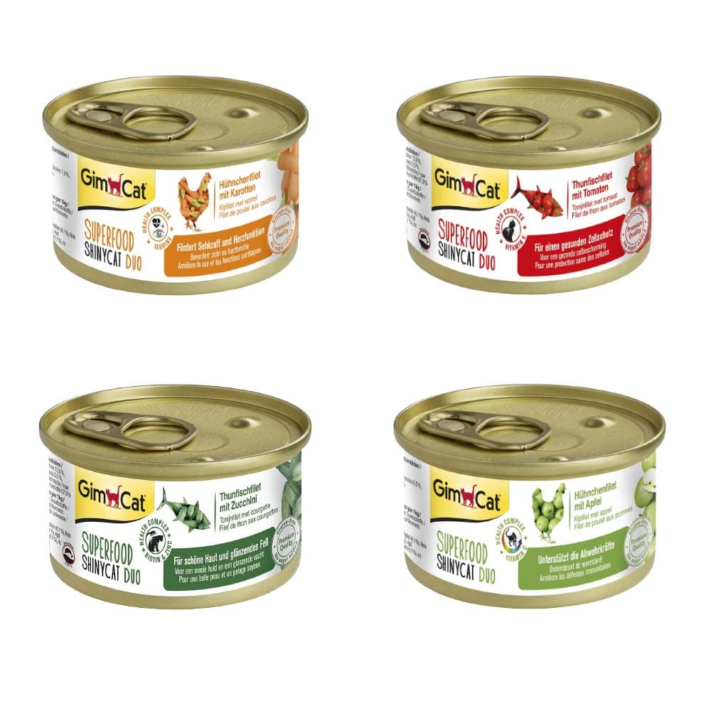 GimCat Superfood ShinyCat Duo 24 x 70 g - Pack Ahorro - Pack mixto: 4 variedades