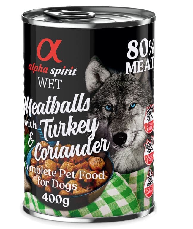 Alpha Spirit Albóndigas para perros 6 x 400 g - Pavo y cilantro