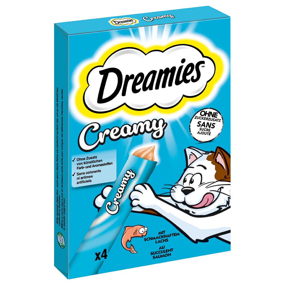 Dreamies Creamy Snacks snacks cremosos para gatos - Salmón (44 x 10 g) - Pack Ahorro