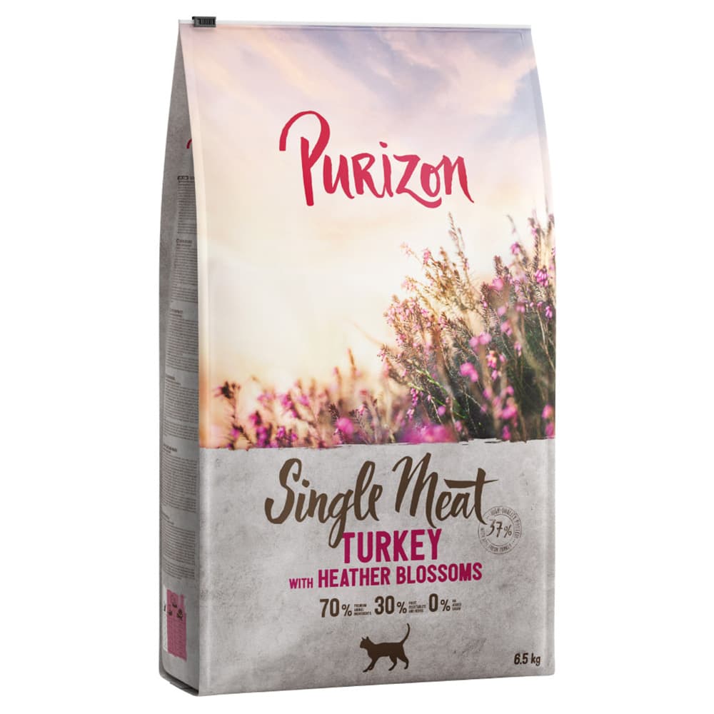 Purizon Single Meat con pavo y flores de brezo pienso para gatos - 2 x 6,5 kg - Pack Ahorro