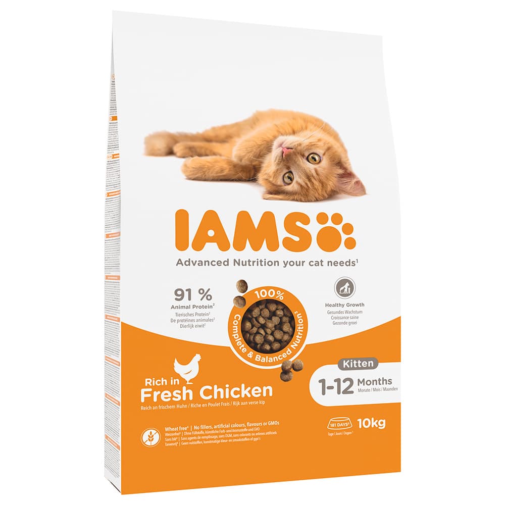 IAMS pienso para gatos 2 x 10 / 15 kg - Pack Ahorro - Kitten con pollo fresco (2 x 10 kg)