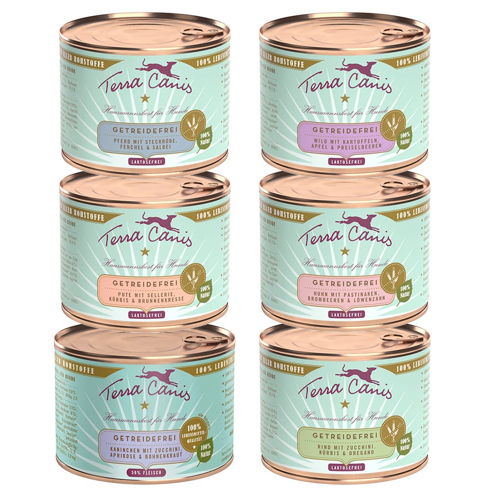Terra Canis Menú sin cereales - Pack de prueba - Pack mixto 12 x 200 g (6 variedades)