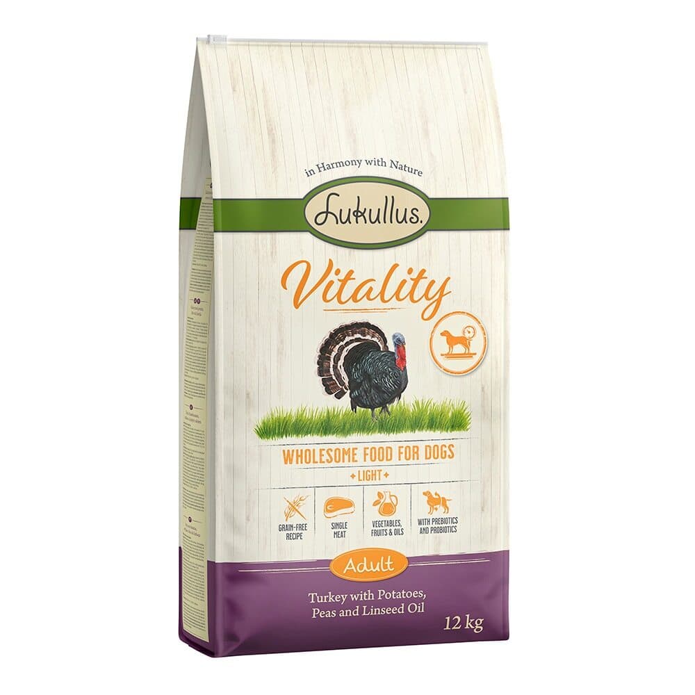 Lukullus Vitality Light sin cereales con pavo - 12 kg
