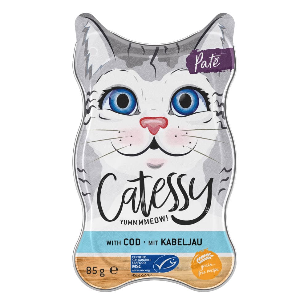Catessy paté para gatos - Bacalao (36 x 85 g) - Pack Ahorro