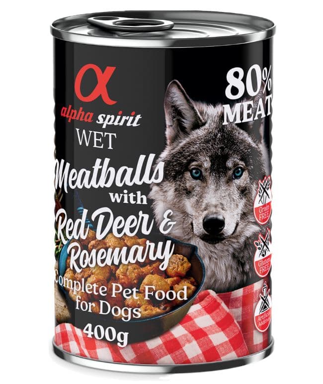 Alpha Spirit Albóndigas para perros 6 x 400 g - Ciervo rojo y romero