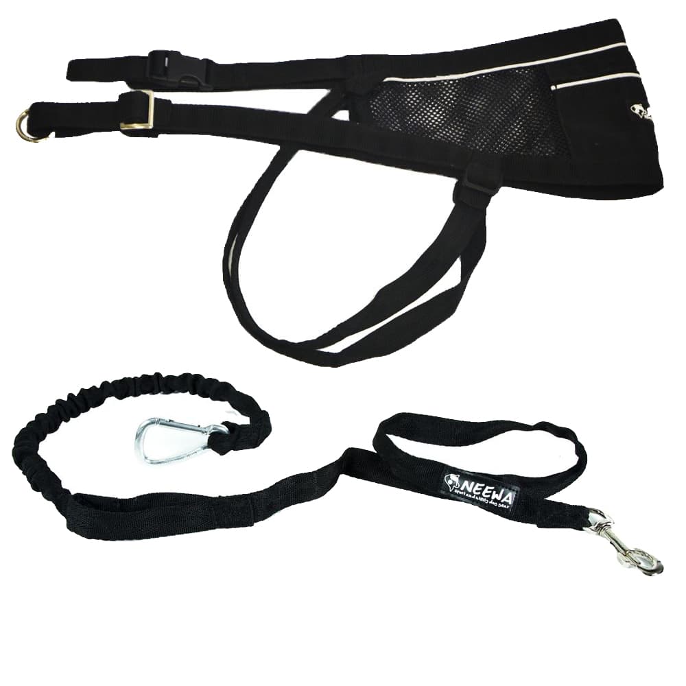 Kit canicross NEEWA: Línea de tiro + cinturón - Línea de tiro (150 x 2,5 cm) + cinturón (hasta 110 cm)