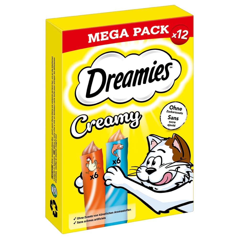 Dreamies Creamy Snacks snacks cremosos para gatos - Pollo y salmón (84 x 10 g) - Pack Ahorro