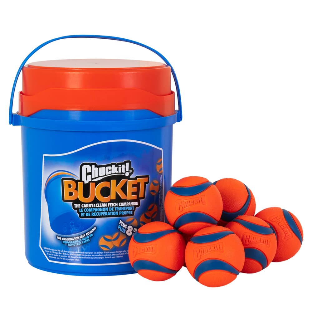 CHUCKIT! Cubo con 8 pelotas Ultra - Set de 8 pelotas + cubo