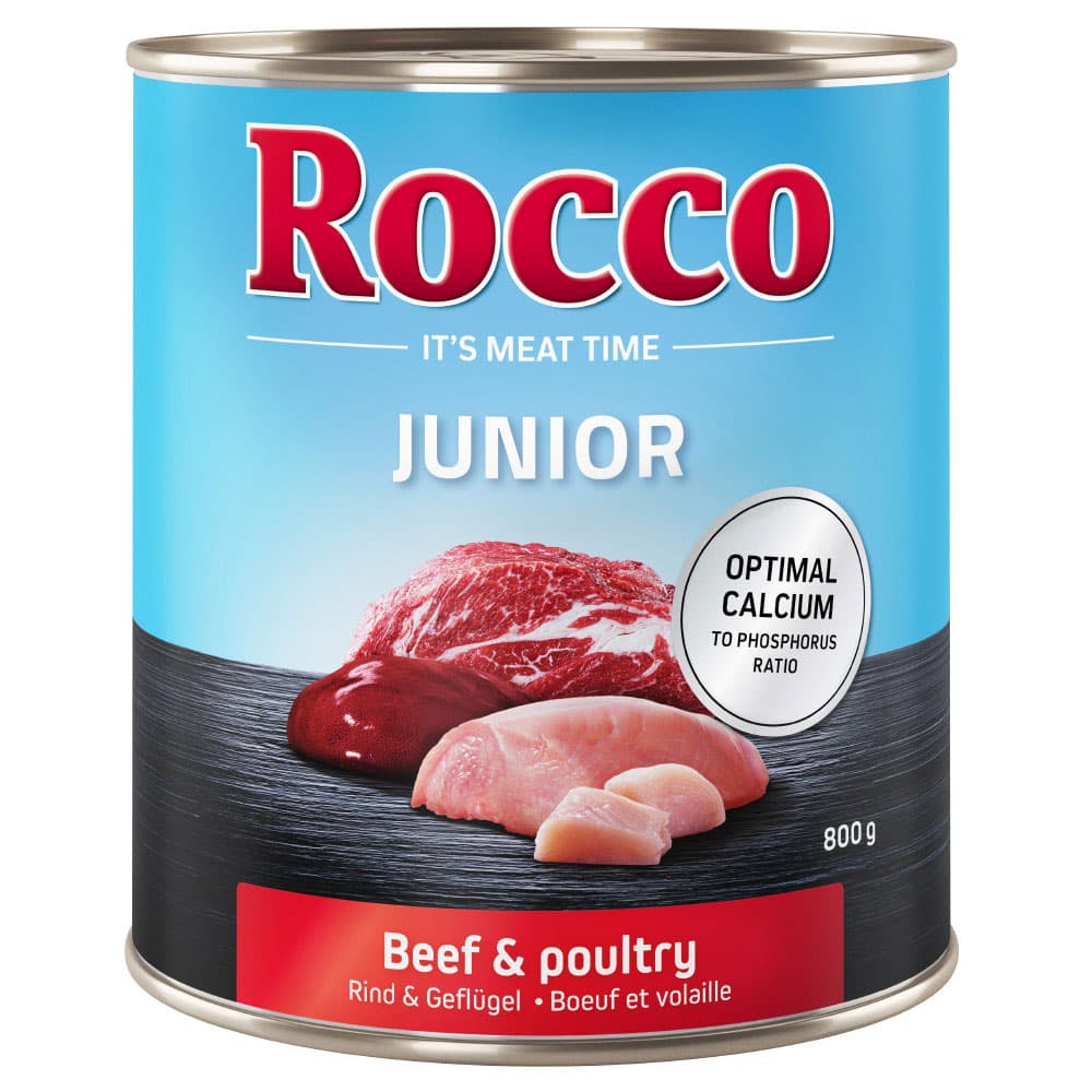 Rocco Junior 24 x 800 g - Pack Ahorro - Ave con vacuno