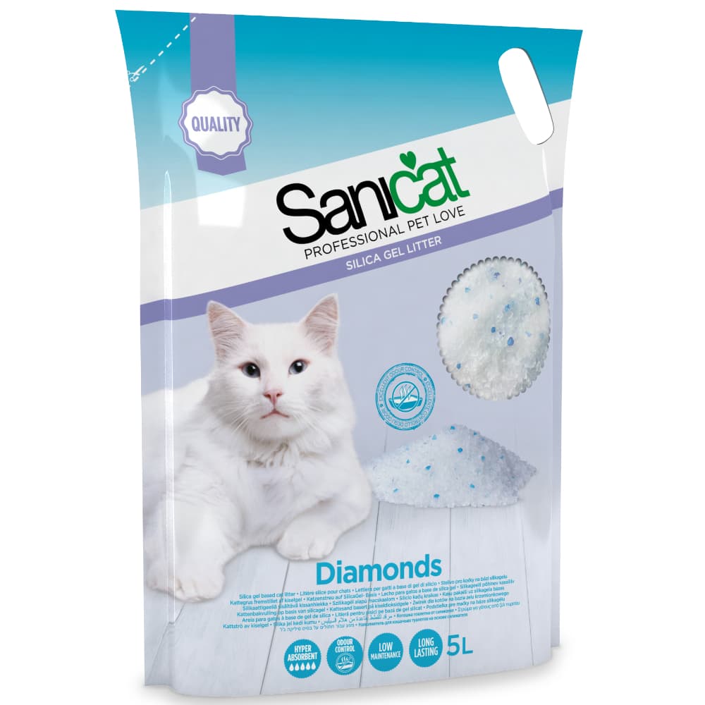 Sanicat arena para gatos - Pack Ahorro - Diamonds arena absorbente de sílice - 3 x 5 l