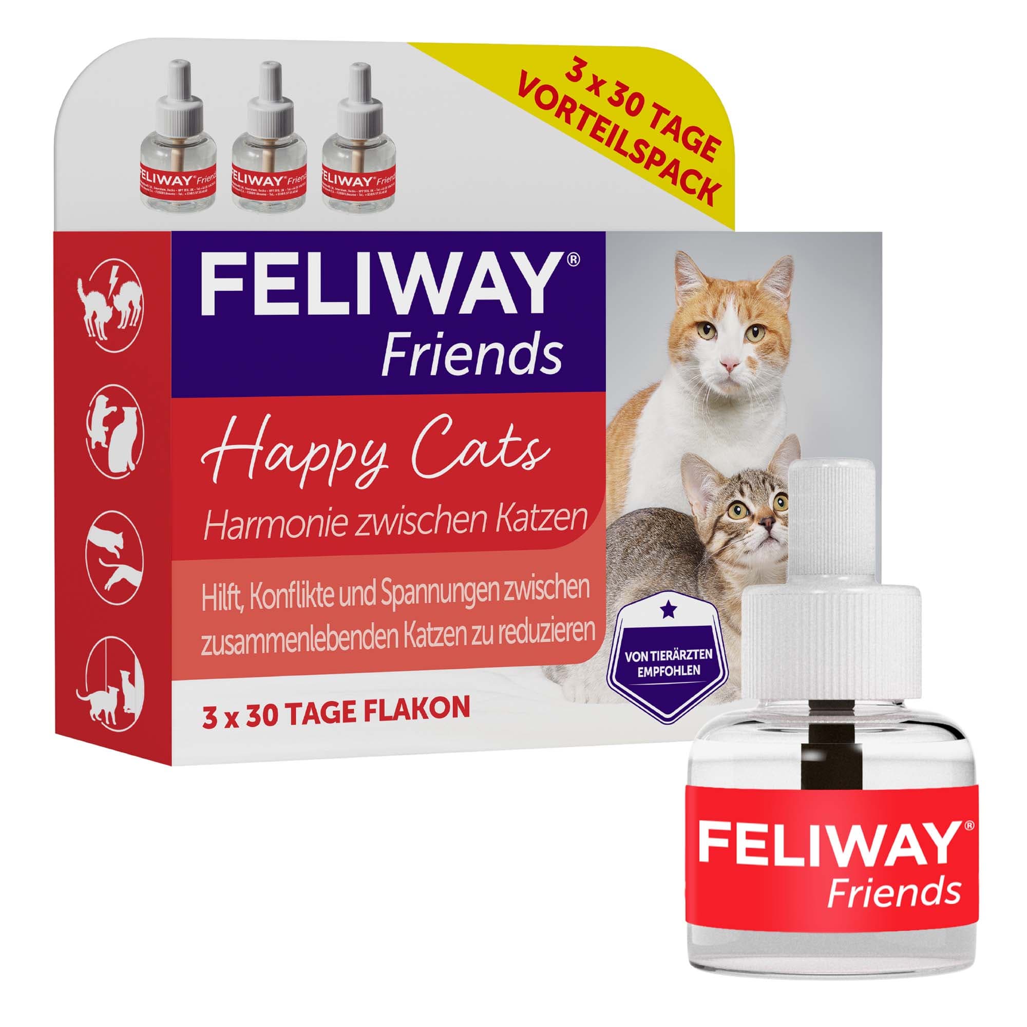 FELIWAY® Friends anticonflictos para gatos - 3 recargas 48 ml - Pack Ahorro