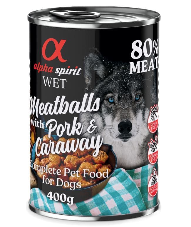 Alpha Spirit Albóndigas para perros 6 x 400 g - Cerdo y comino