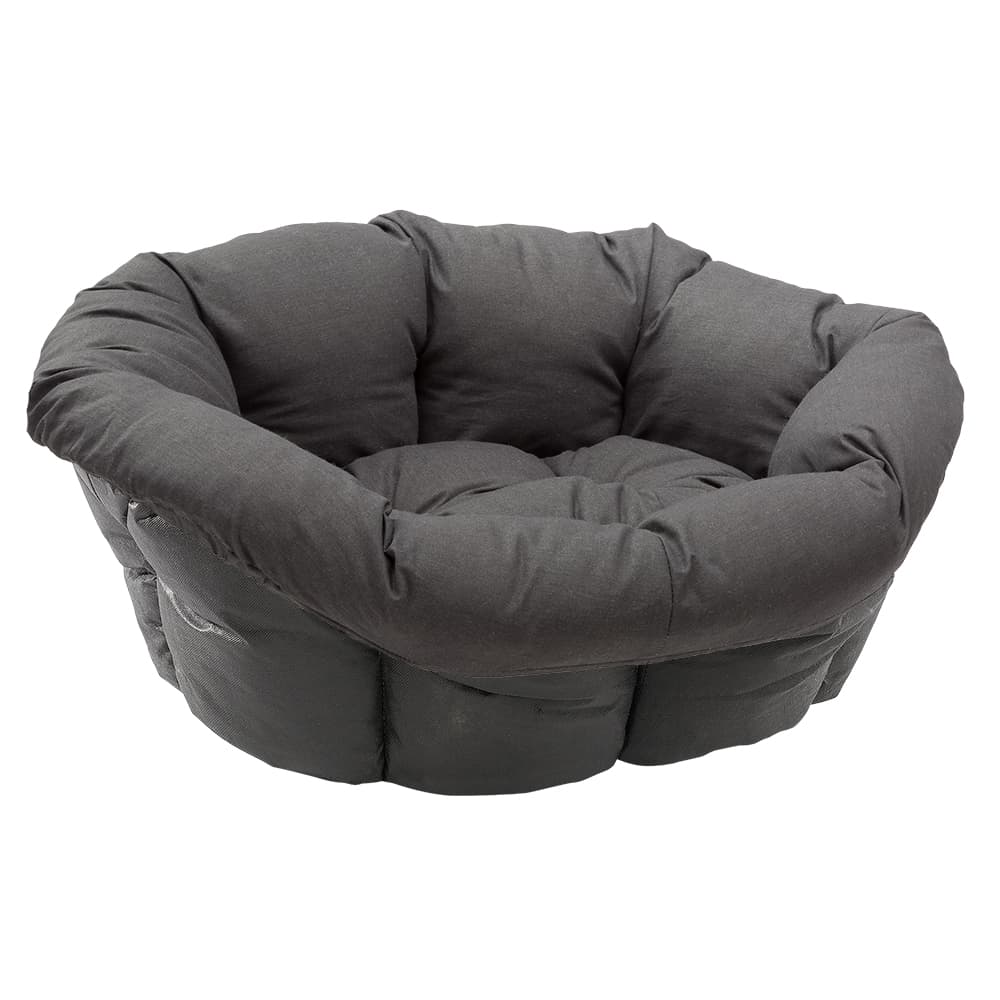 Set cesta de plástico Ferplast Siesta Deluxe negra con funda antracita - Set talla 4 - 61,5 x 45 x 21,5 cm (L x An x Al)