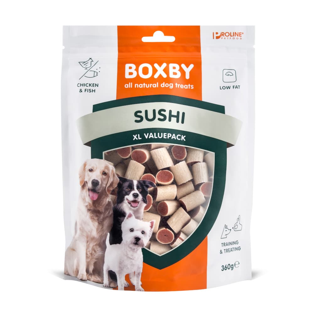 Boxby Sushi snacks de adiestramiento para perros - 2 x 360 g - Pack Ahorro