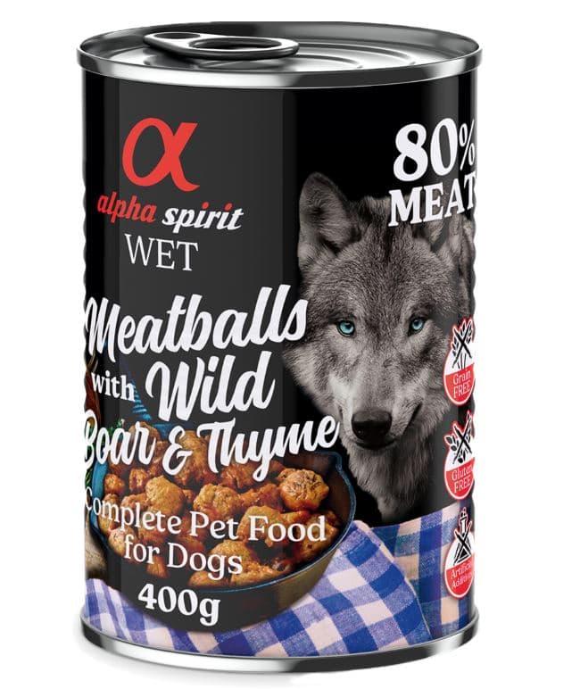 Alpha Spirit Albóndigas para perros 6 x 400 g - Jabalí y tomillo