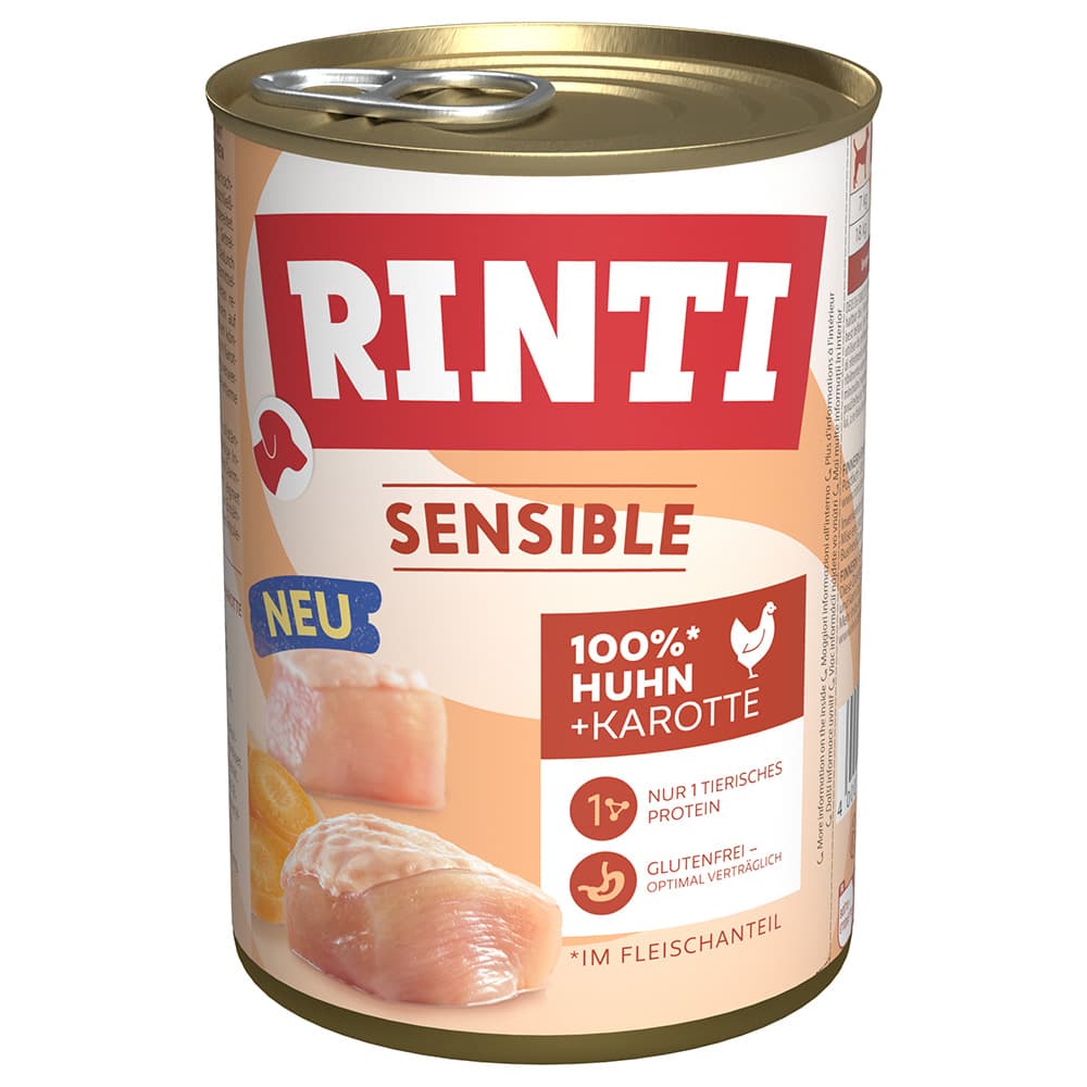 RINTI Sensible 24 x 400 g - Pack Ahorro  - Pollo y zanahoria