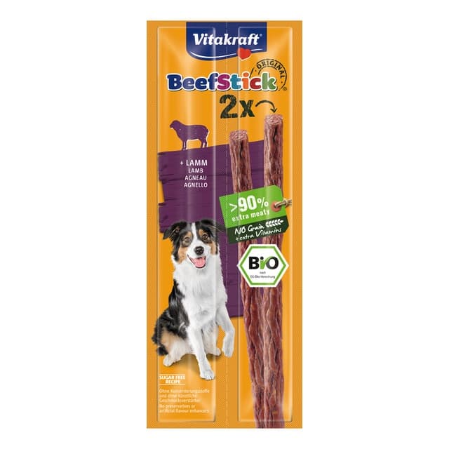 Vitakraft - Snack para perros adultos Vitakraft Bio Beef Stick vaca y cordero 2 sticks.