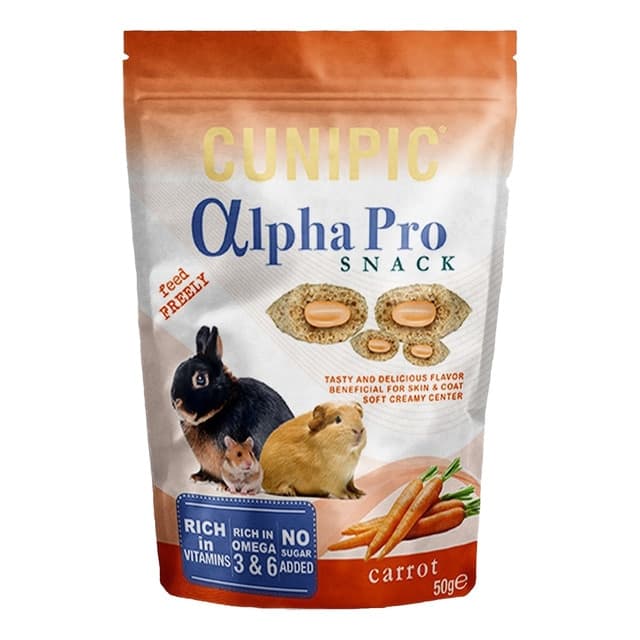 Cunipic - Snack para conejos y roedores Cunipic Alpha Pro zanahoria 50 g.