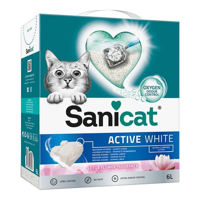Sanicat - Arena aglomerante Sanicat Active White Flor de Loto para gatos 6 L.