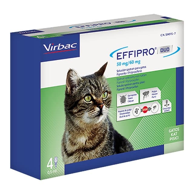 Virbac - Effipro duo 50 mg-60 mg solución spot-on para gatos.