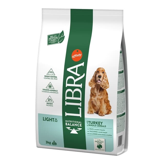 Libra - Pienso para perros adultos Libra Light pavo y cereales integrales.
