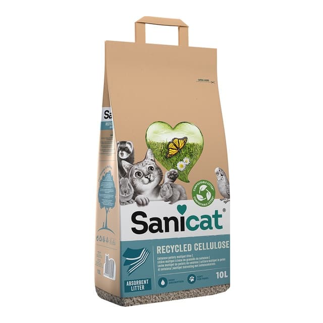 Sanicat - Lecho ecológico Sanicat Clean & Green para roedores, gatos y pájaros 10 L.