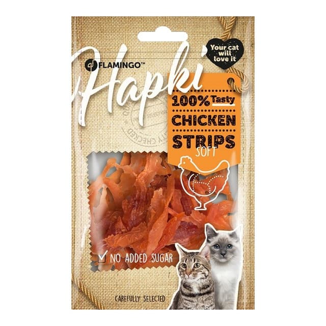 Flamingo - Snack para gatos Flamingo Hapki tiras suaves de pollo 85 g.