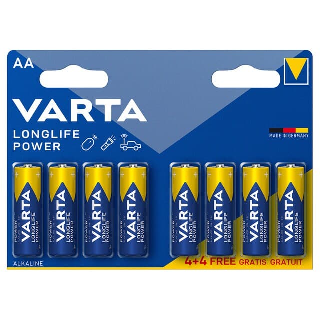 Varta - Blister pilas alcalinas Varta BLx4+4 LR03 AA Longlife Power.