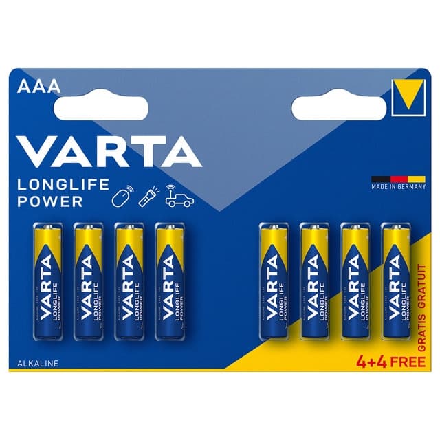 Varta - Blister pilas alcalinas Varta BLx4+4 LR03 AAA Longlife Power.