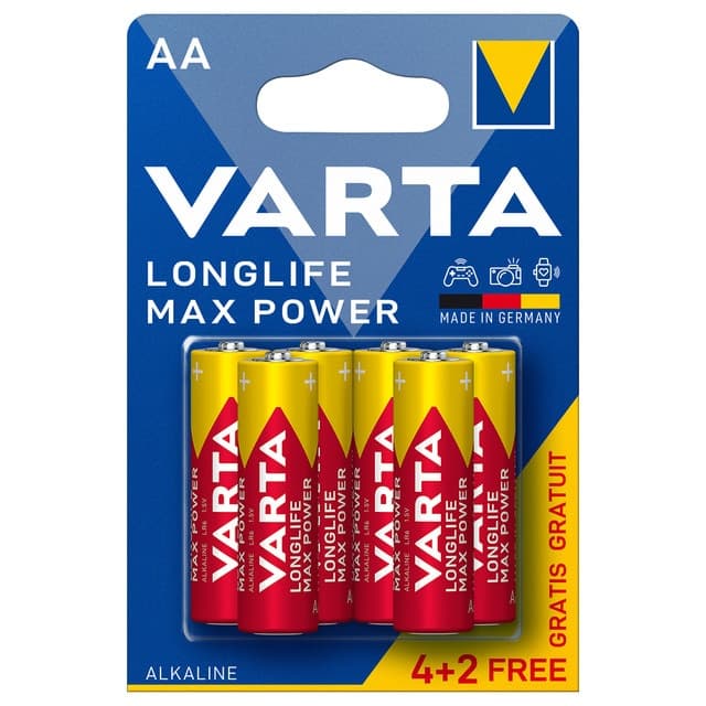 Varta - Blister pilas alcalinas Varta BLx4+2 4706 AA Longlife Max Power.