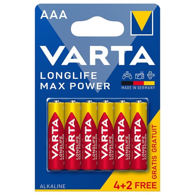Varta - Blister pilas alcalinas Varta BLx4+2 4703 AAA Longlife Max Power.