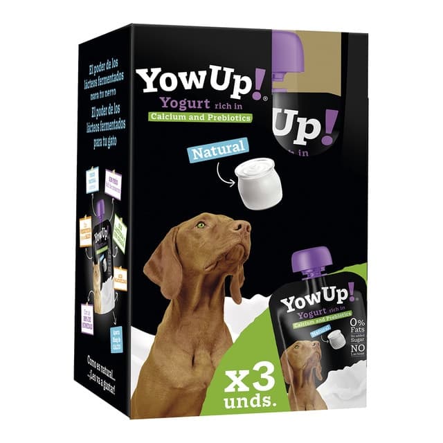 Yow Up - Yogur natural sin lactosa para perros adultos Yow Up 3 x 115 g.